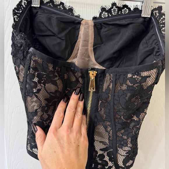 Express Allover Lace Strapless Corset Tube Top Sz 2 - Picture 5 of 7